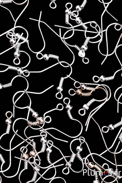 Supports pour boucles d'oreilles - long. 16 mm - argenté